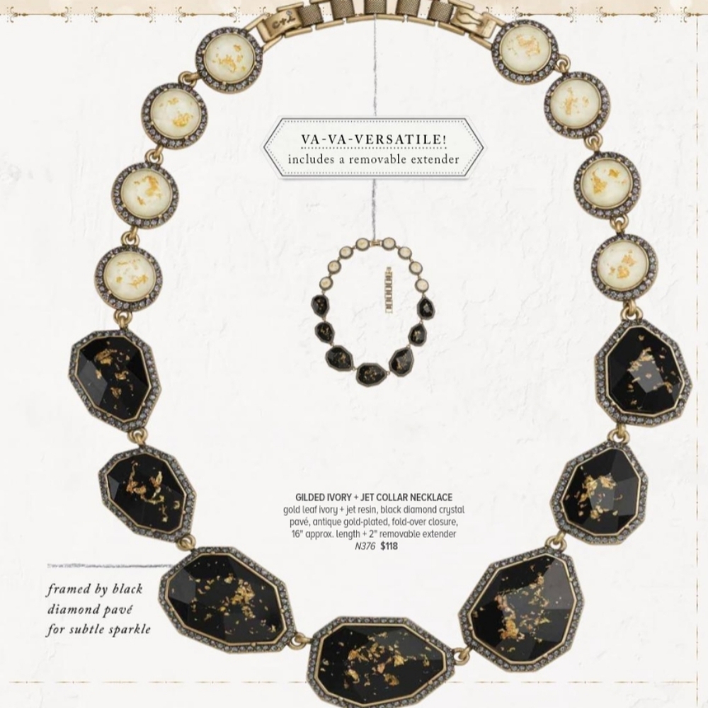 Gilded Ivory and Jet Black Collar Necklace